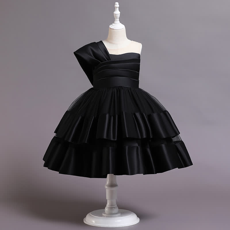 Satin Split Joint Sleeveless Midi Dresses - Black - 7-8Y - image 16