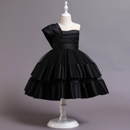 Satin Split Joint Sleeveless Midi Dresses - Black - 7-8Y - image 16