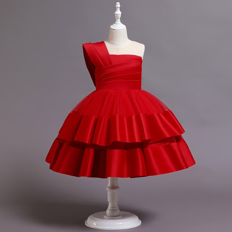 Satin Split Joint Sleeveless Midi Dresses - Red - 7-8Y - image 11