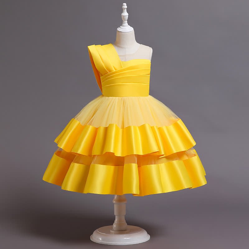 Satin Split Joint Sleeveless Midi Dresses - Yellow - 7-8Y - image 7