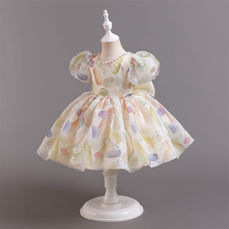 [Archive Sale] Organza Bow Pearl Short sleeve Midi Dresses - image 6