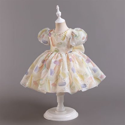[Archive Sale] Organza Bow Pearl Short sleeve Midi Dresses - image 6