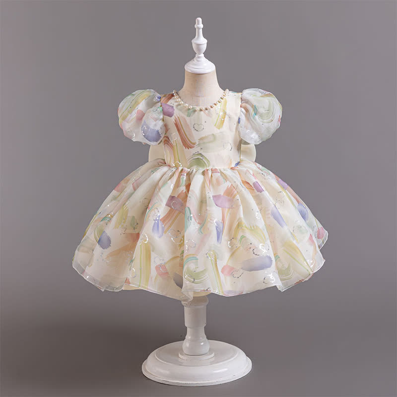 [Archive Sale] Organza Bow Pearl Short sleeve Midi Dresses - image 5
