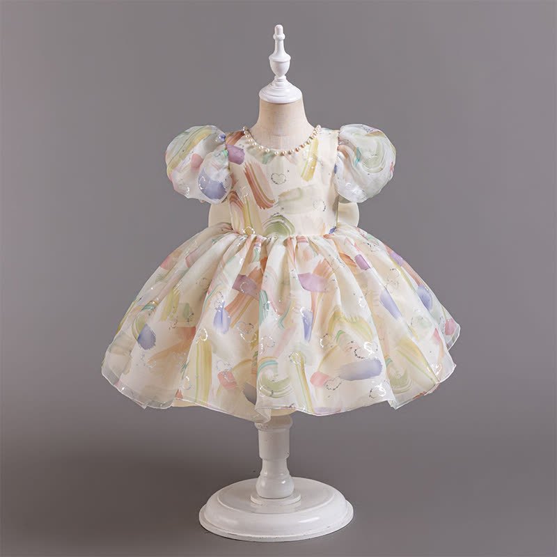 [Archive Sale] Organza Bow Pearl Short sleeve Midi Dresses - image 5