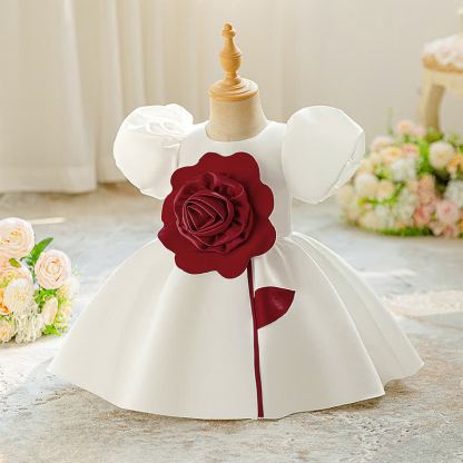 Satin Rosette Short Sleeve Midi Dresses - image 2