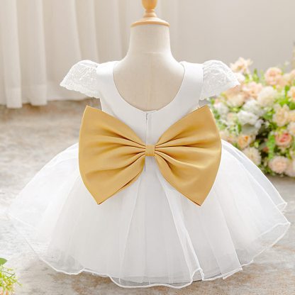Embroidery Mesh Bow Short Sleeve Shorts Dresses - image 6