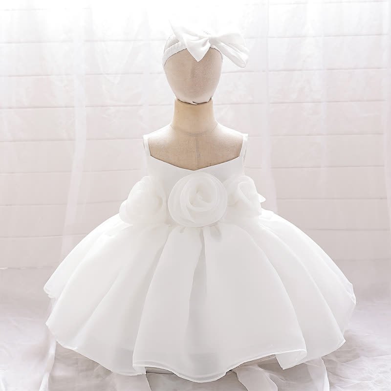 Organza Rosette Sleeveless Shorts Dresses - White - 1-2Y - image 33