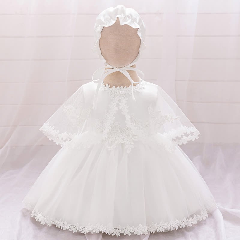 Mesh Stitching Lace Sleeveless Midi Dresses - White - 18-24M - image 1