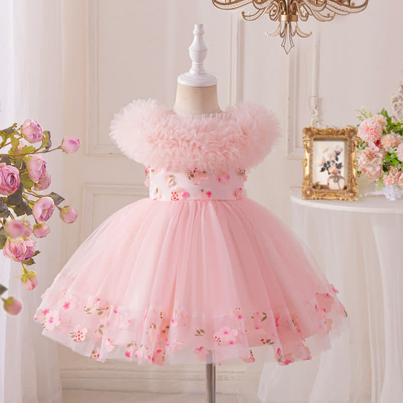 [Archive Sale] Mesh Ruched Sleeveless Midi Dresses - Pink - 9-12M【80cm】 - image 1