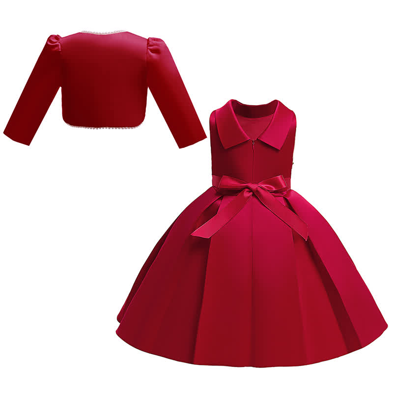 [Archive Sale] Silk Fabrics Bow Long Sleeve Midi Two-piece Set - image 2