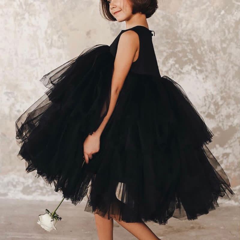 Mesh Folds Fluffy Sleeveless Mid-long Dresses - image 2