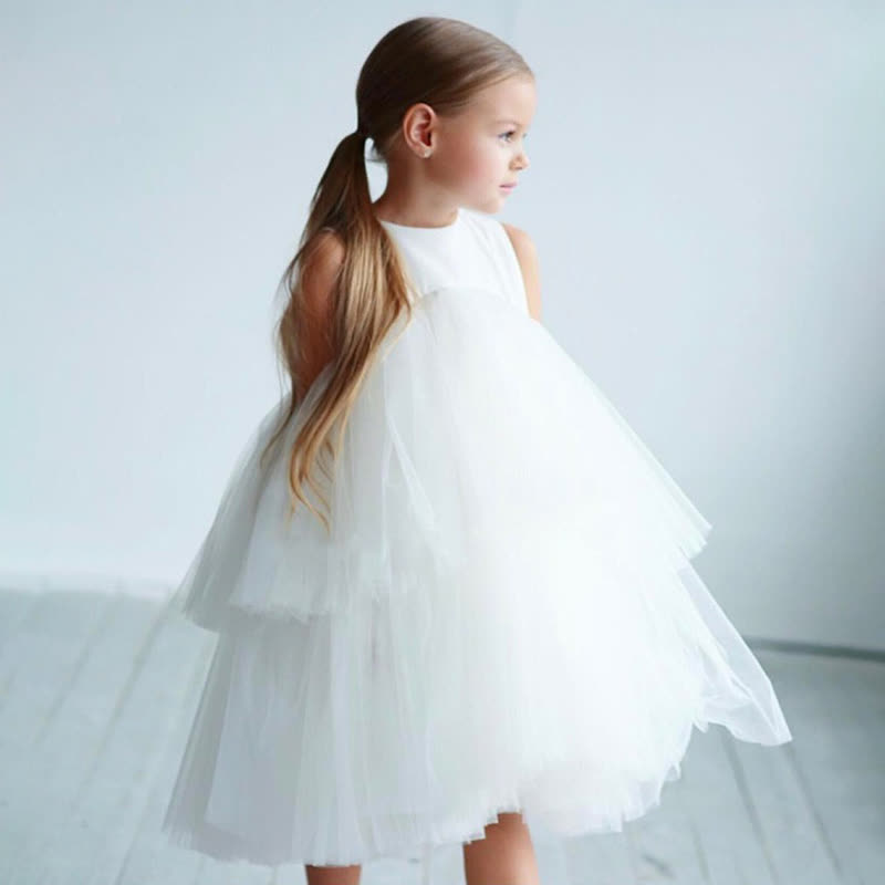 Mesh Folds Fluffy Sleeveless Mid-long Dresses - image 2