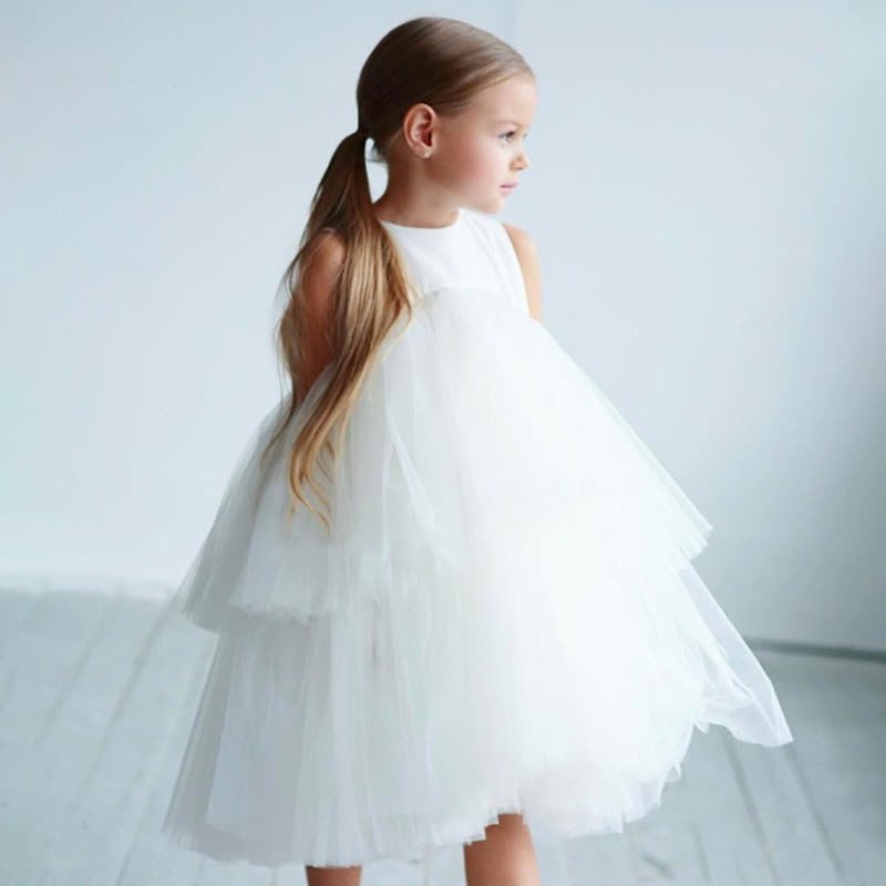 Mesh Folds Fluffy Sleeveless Mid-long Dresses - image 2