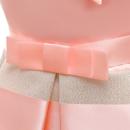 Satin Striped Bow Short Sleeve Midi Dresses - image 11