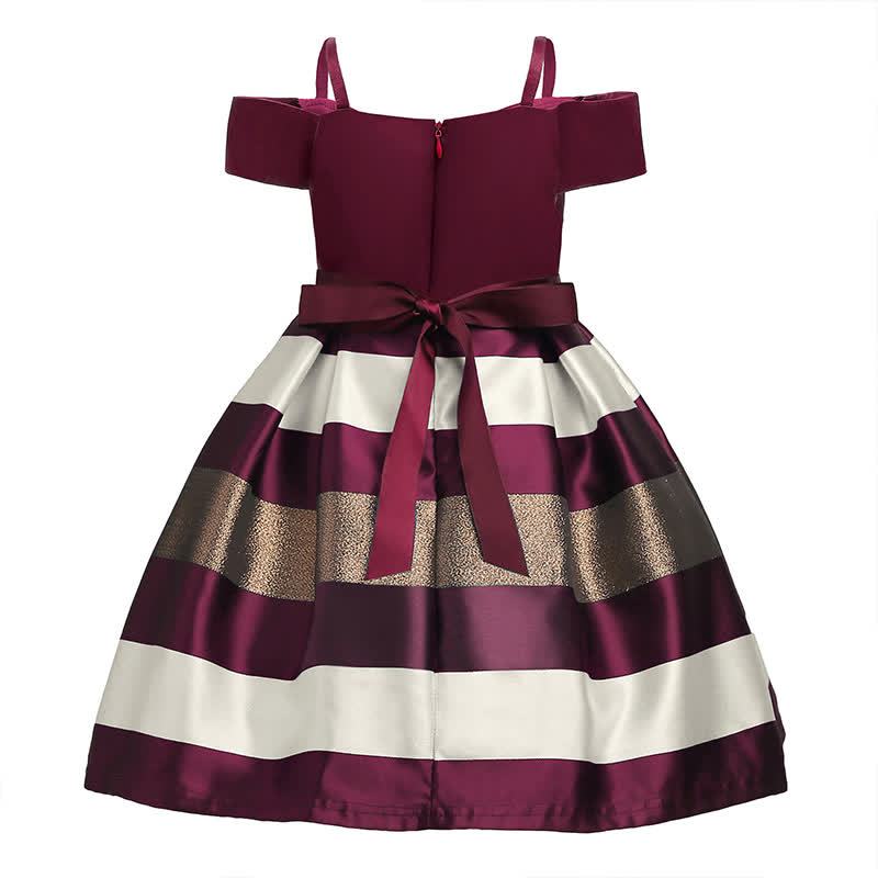 Satin Striped Bow Short Sleeve Midi Dresses - image 13