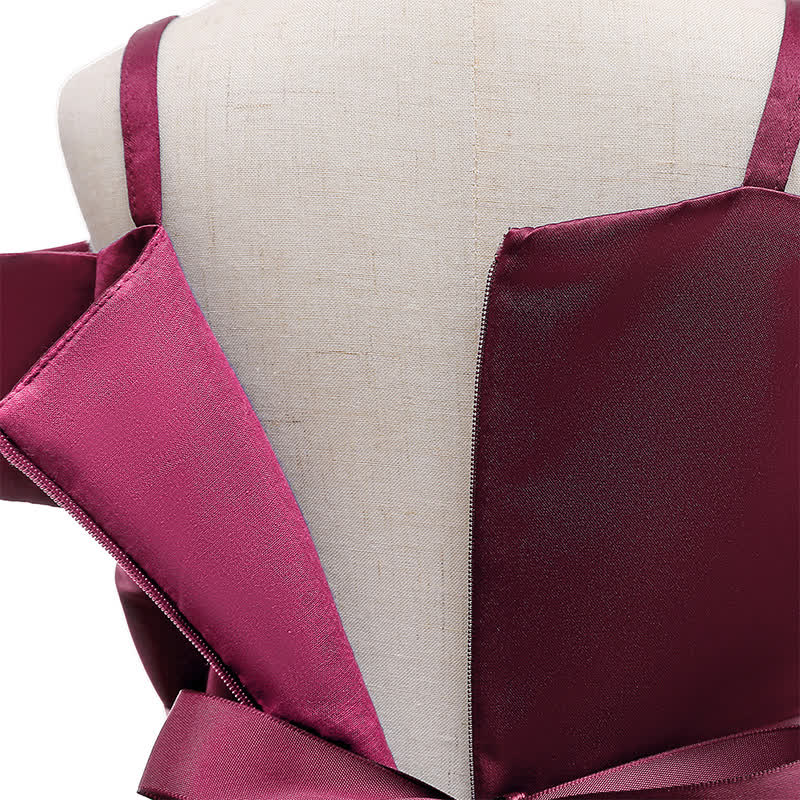 Satin Striped Bow Short Sleeve Midi Dresses - image 14