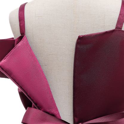 Satin Striped Bow Short Sleeve Midi Dresses - image 14