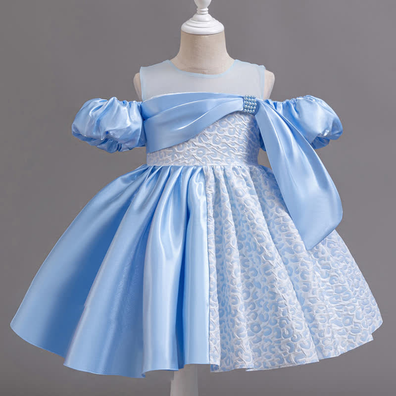 Satin Split Joint Short Sleeve Midi Dresses - Blue - 5-6Y - image 9