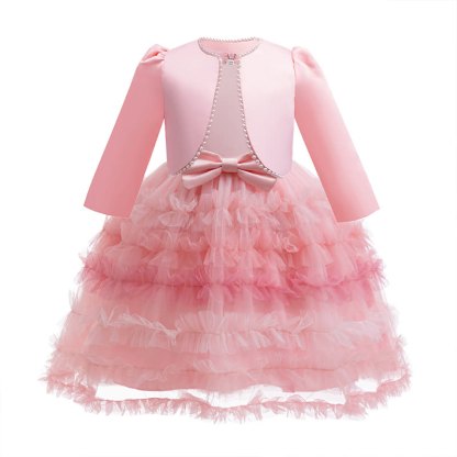 Silk Fabrics Bow Long Sleeve Midi Two-piece Set - image 2