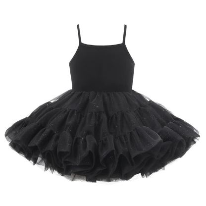 Mesh Sequins Ballet Glitter Gallus Midi Dresses - Black - 7-8Y - image 1