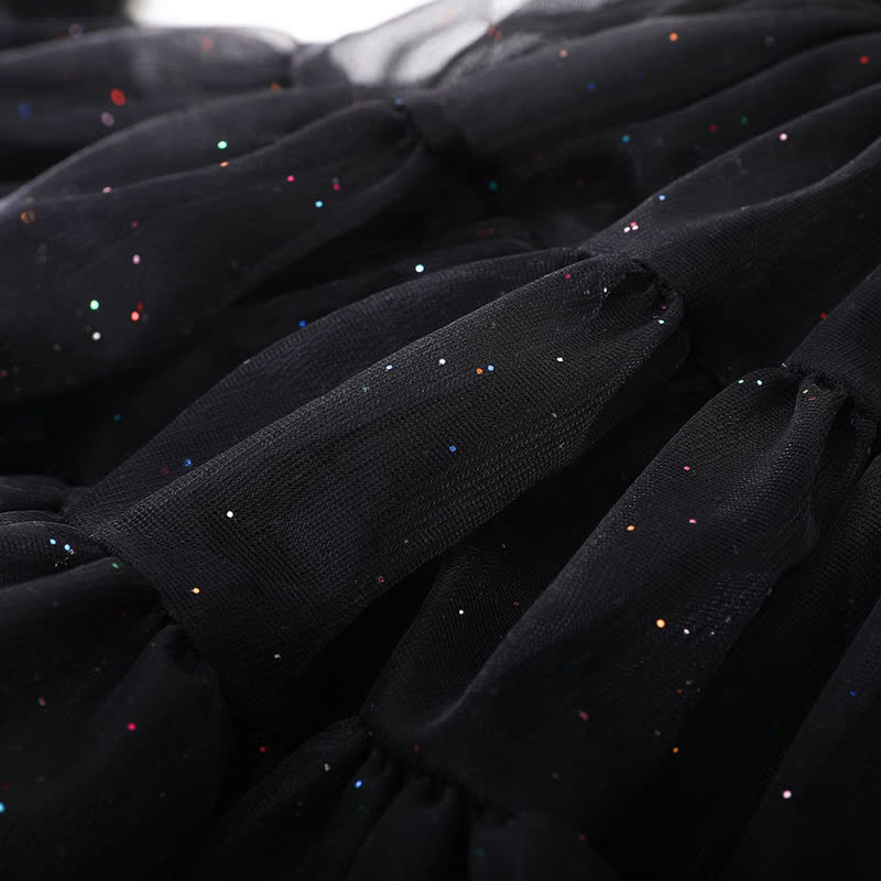 Mesh Sequins Ballet Glitter Gallus Midi Dresses - image 6