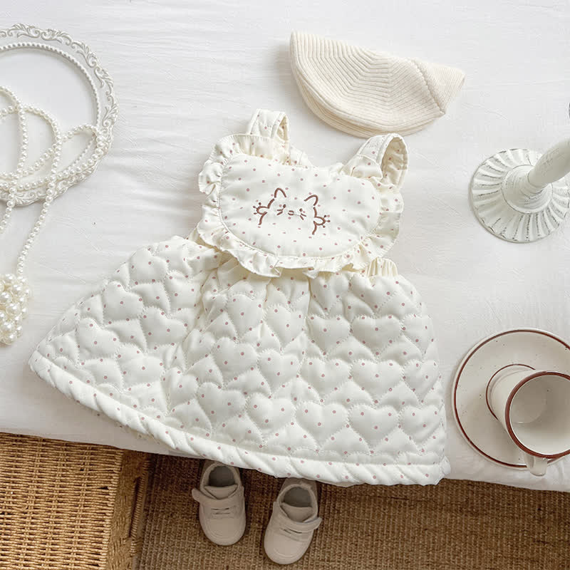 [Archive Sale] Cotton-blend Cat Polka Dots  Sleeveless Short Dresses - White - 9-12M - image 3