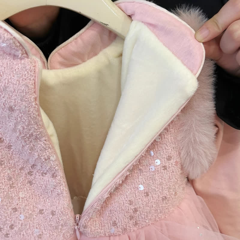 Sequins & Mesh Pearl Long Sleeve Mid-long Dresses - image 2