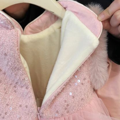 Sequins & Mesh Pearl Long Sleeve Mid-long Dresses - image 2