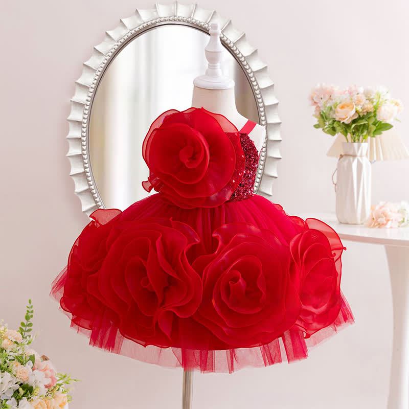 Mesh Rosette Sequins Sleeveless Mid-long Dresses - image 10