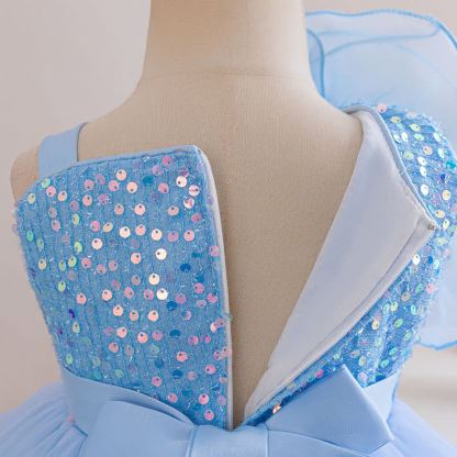 Mesh Rosette Sequins Sleeveless Mid-long Dresses - image 27