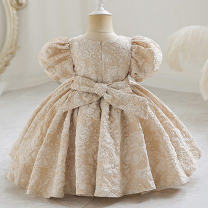 Jacquard Embossed Printing Irregular Craftsmanship Jacquard Short Sleeve Long Dresses - image 9