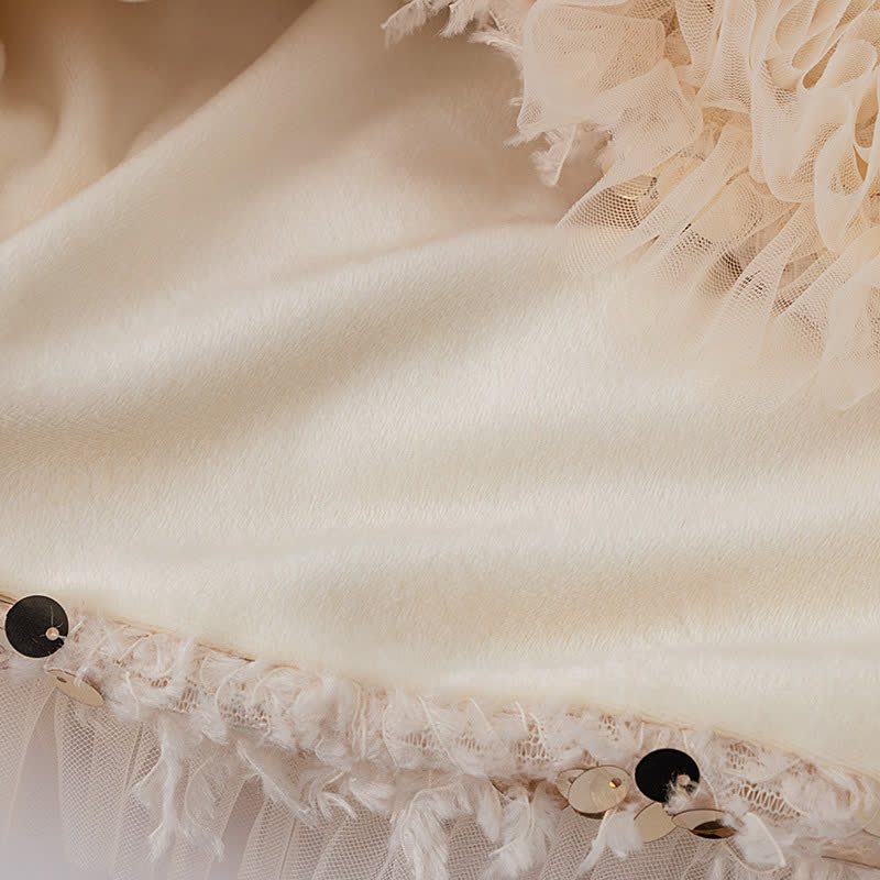 Mesh Sequins & Bow Sleeveless Mid-long Dresses - image 12