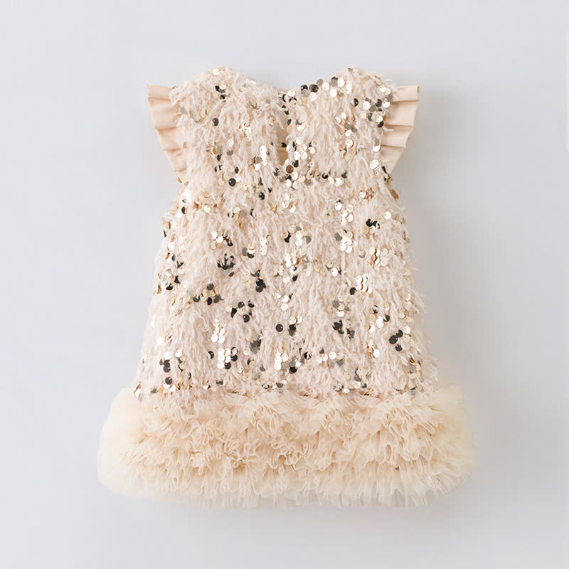 Mesh Sequins & Bow Sleeveless Mid-long Dresses - image 9