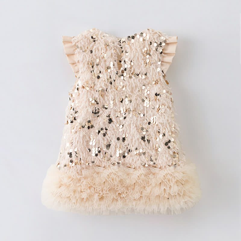 Mesh Sequins & Bow Sleeveless Mid-long Dresses - image 9