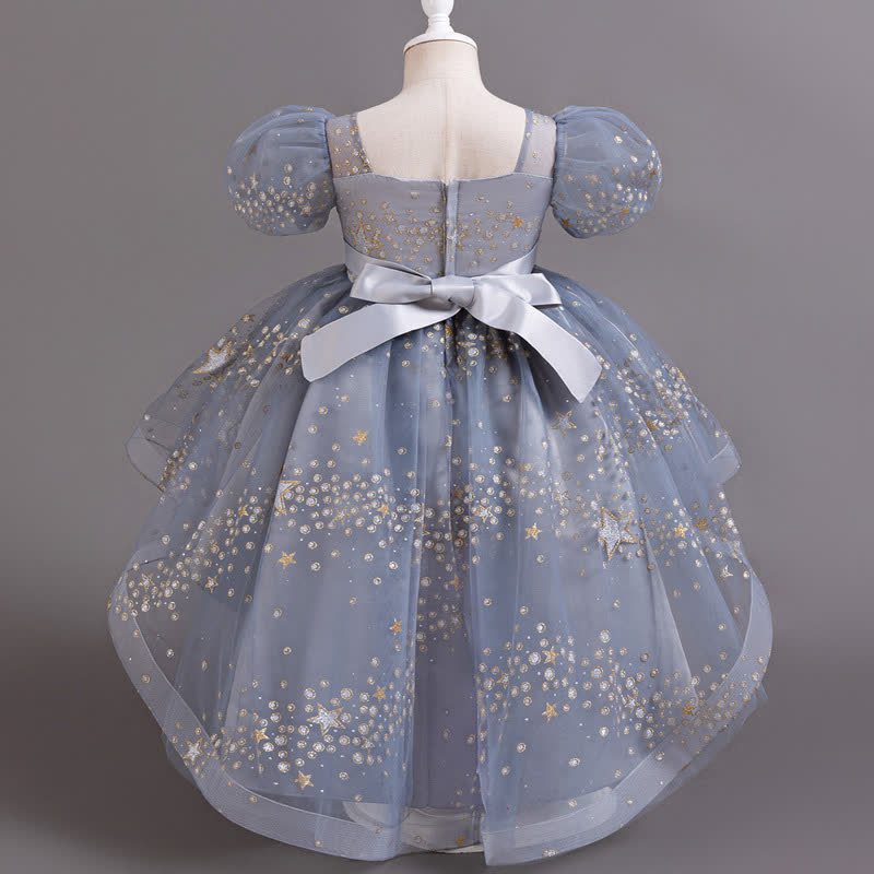 Mesh Irregular Craftsmanship Short Sleeve Long Dresses - image 2