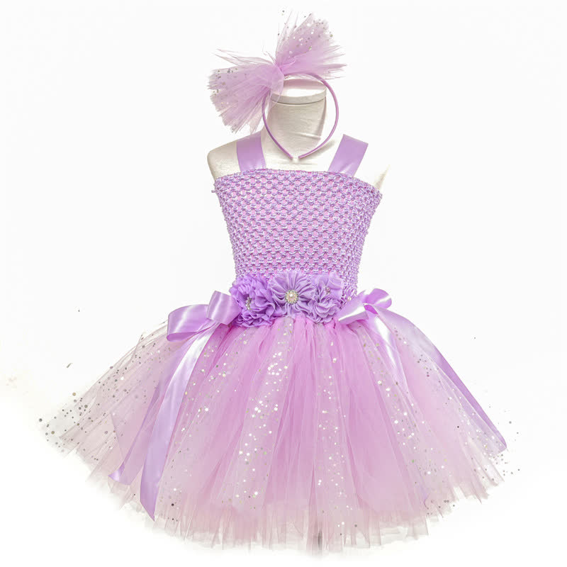 Mesh Sequins Crochet Butterfly Ballet Sleeveless Mid-long Dresses - image 9