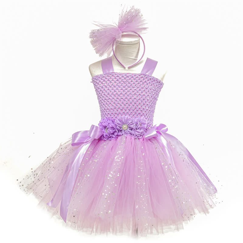 Mesh Sequins Crochet Butterfly Ballet Sleeveless Mid-long Dresses - image 9