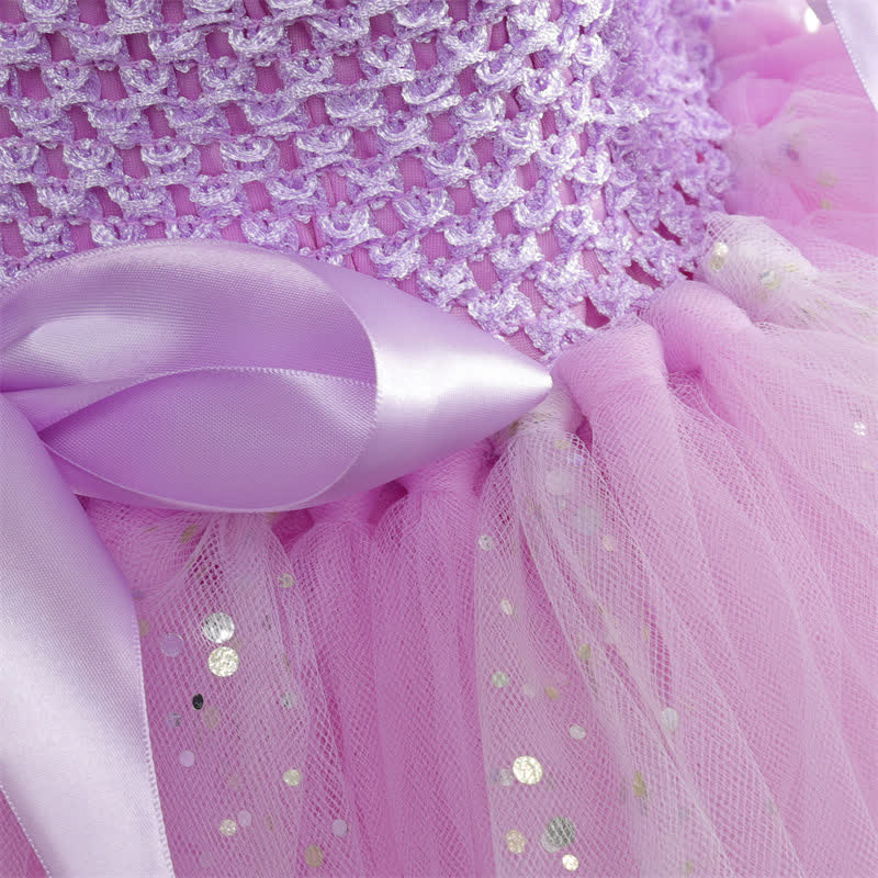 Mesh Sequins Crochet Butterfly Ballet Sleeveless Mid-long Dresses - image 13