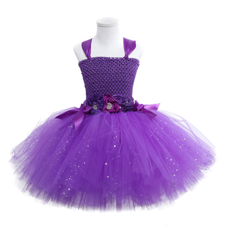 Mesh Sequins Crochet Butterfly Ballet Sleeveless Mid-long Dresses - image 3