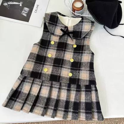 knitted & Woolen Plaid  Long sleeve Mid-long Two-piece set - image 6