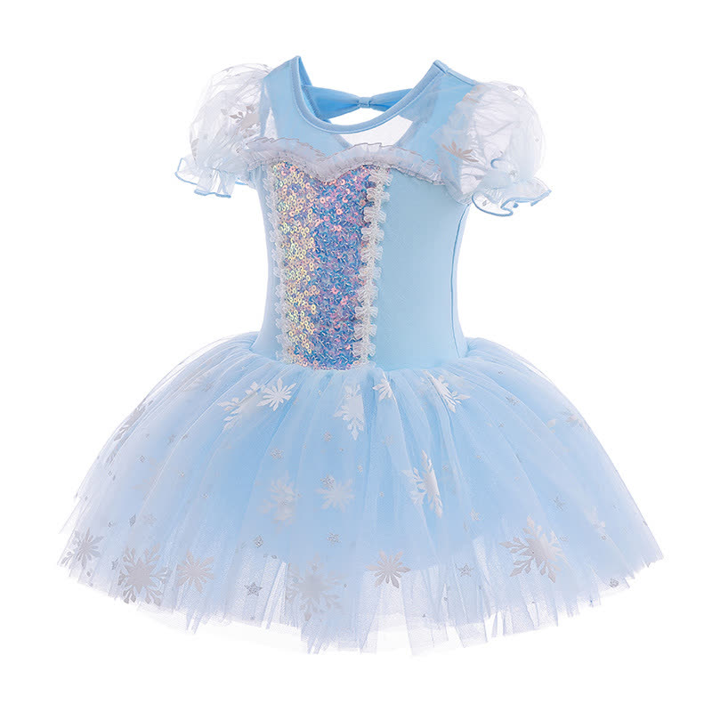 Cotton & Mesh Stamped Silver Ballet Short Sleeve Midi Dresses - image 2