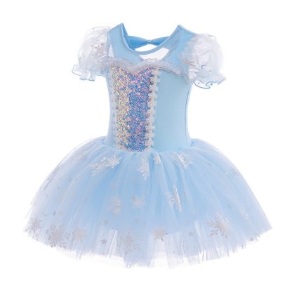 Cotton & Mesh Stamped Silver Ballet Short Sleeve Midi Dresses - image 2