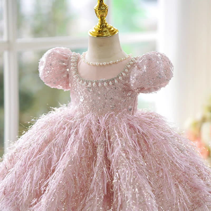 Beaded Tassel Puff Sleeve Mid-long Dresses - image 11