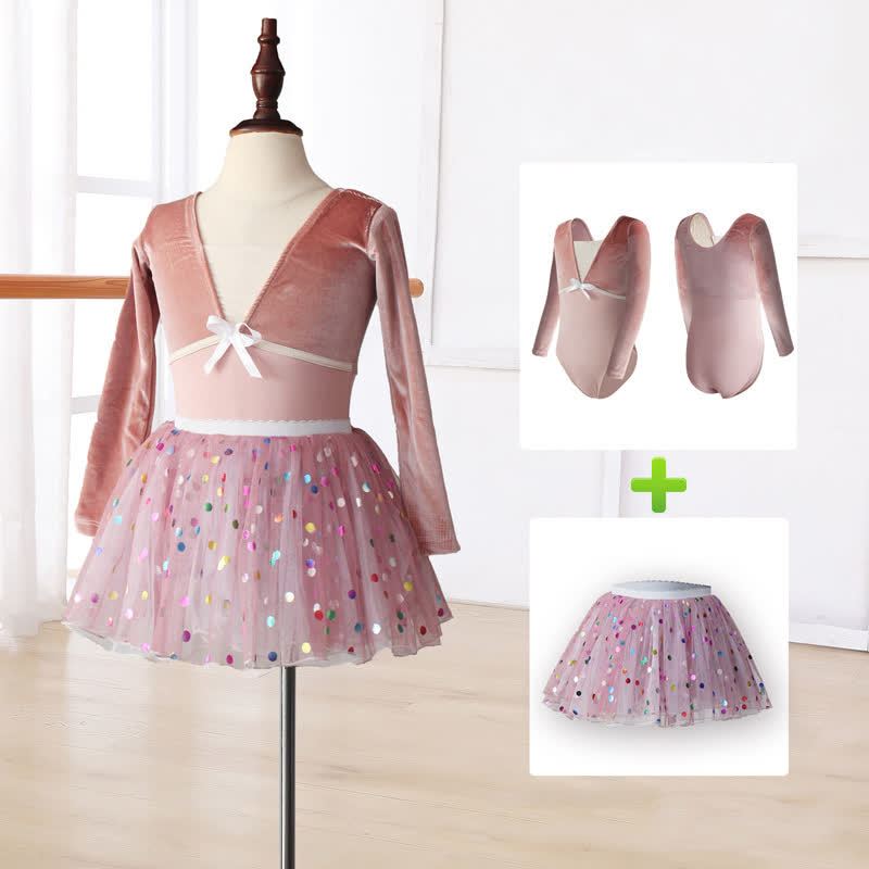 Bow Ballet Long Sleeve Shorts Two-piece Set - Long Gliter - 10Y - image 4