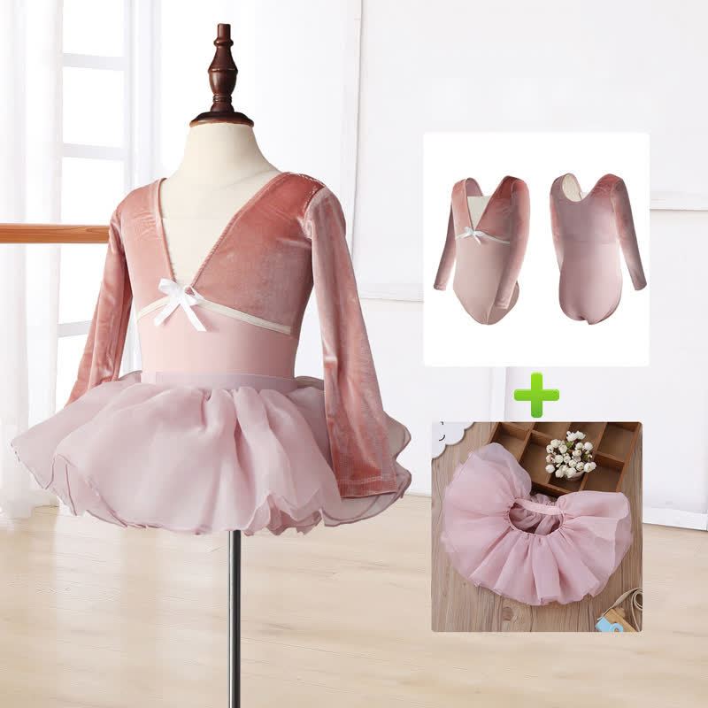 Bow Ballet Long Sleeve Shorts Two-piece Set - Long Purple - 10Y - image 5