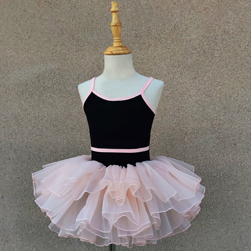 Organza Fluffy Ballet Gallus Short Two-piece Set - Black&Orange - 10-11Y - image 1
