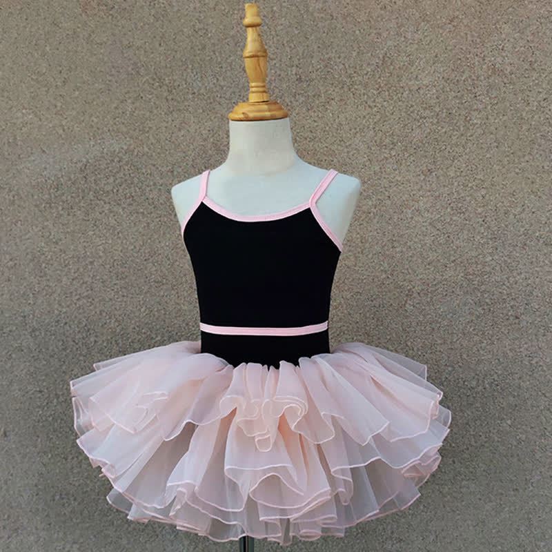 Organza Fluffy Ballet Gallus Short Two-piece Set - Black&Orange - 10-11Y - image 1