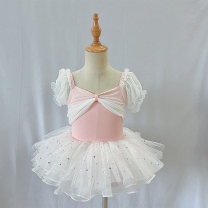 Ballet Puff Sleeve Short Dresses - Space Pink - 8-9Y - image 6