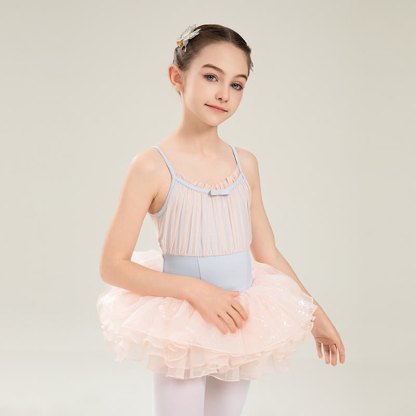 Mesh Ballet Sleeveless Short Two-piece Set - Blue - 9Y - image 1