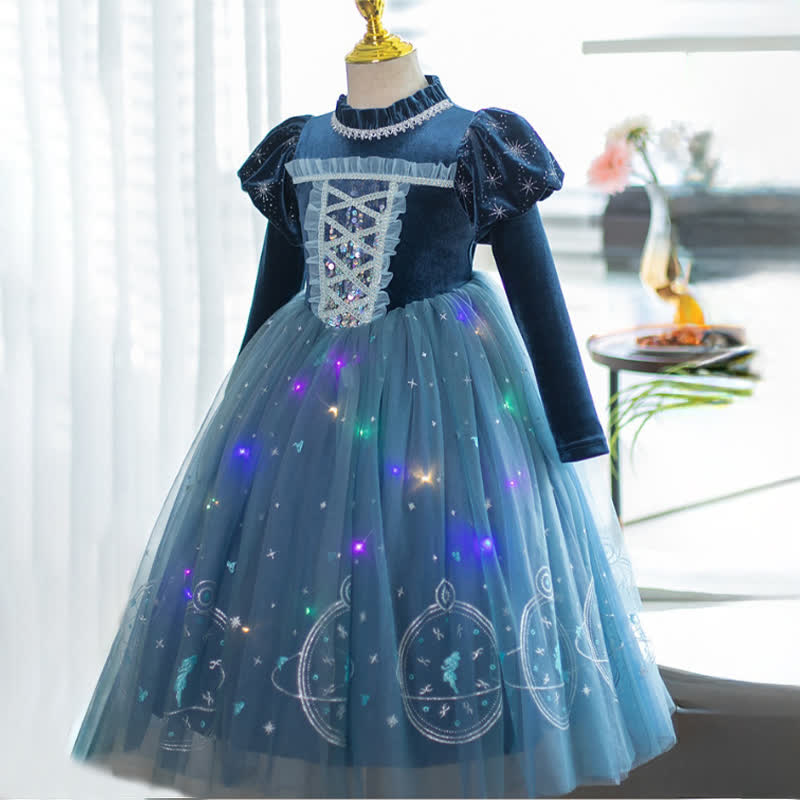 [Archive Sale] Velvet & Mesh Long Sleeve Mid-long Dresses - image 2